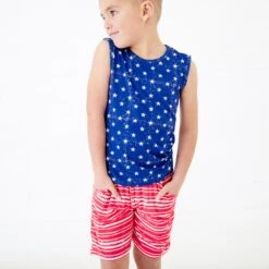 Star Spangled Basic Tank And Short Set 10 Star Spangled Basic Tank And Short Set -DREAMIERE Store 4thofjulyshortsandtanktopset 2