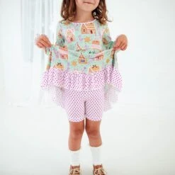 Baking Spirits Bright Bow Back Dress And Shorts Set 12 Baking Spirits Bright Bow Back Dress And Shorts Set -DREAMIERE Store Gingerbreadhousesdress 9