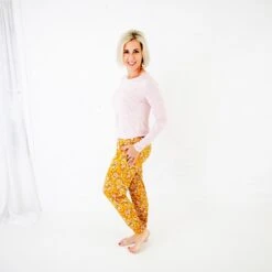 Golden Hour Women's Long Sleeve Loungewear 10 Golden Hour Women's Long Sleeve Loungewear -DREAMIERE Store MustardFloralWomensLoungewear 4