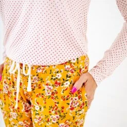 Golden Hour Women's Long Sleeve Loungewear 11 Golden Hour Women's Long Sleeve Loungewear -DREAMIERE Store MustardFloralWomensLoungewear 6