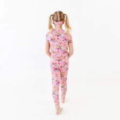 Flower Child Short Sleeve Two Piece Pajamas Set - Pink -DREAMIERE Store PinkFlowerChildtwopiecejamms 3