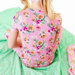 Flower Child Short Sleeve Two Piece Pajamas Set - Pink -DREAMIERE Store PinkFlowerChildtwopiecejamms 8
