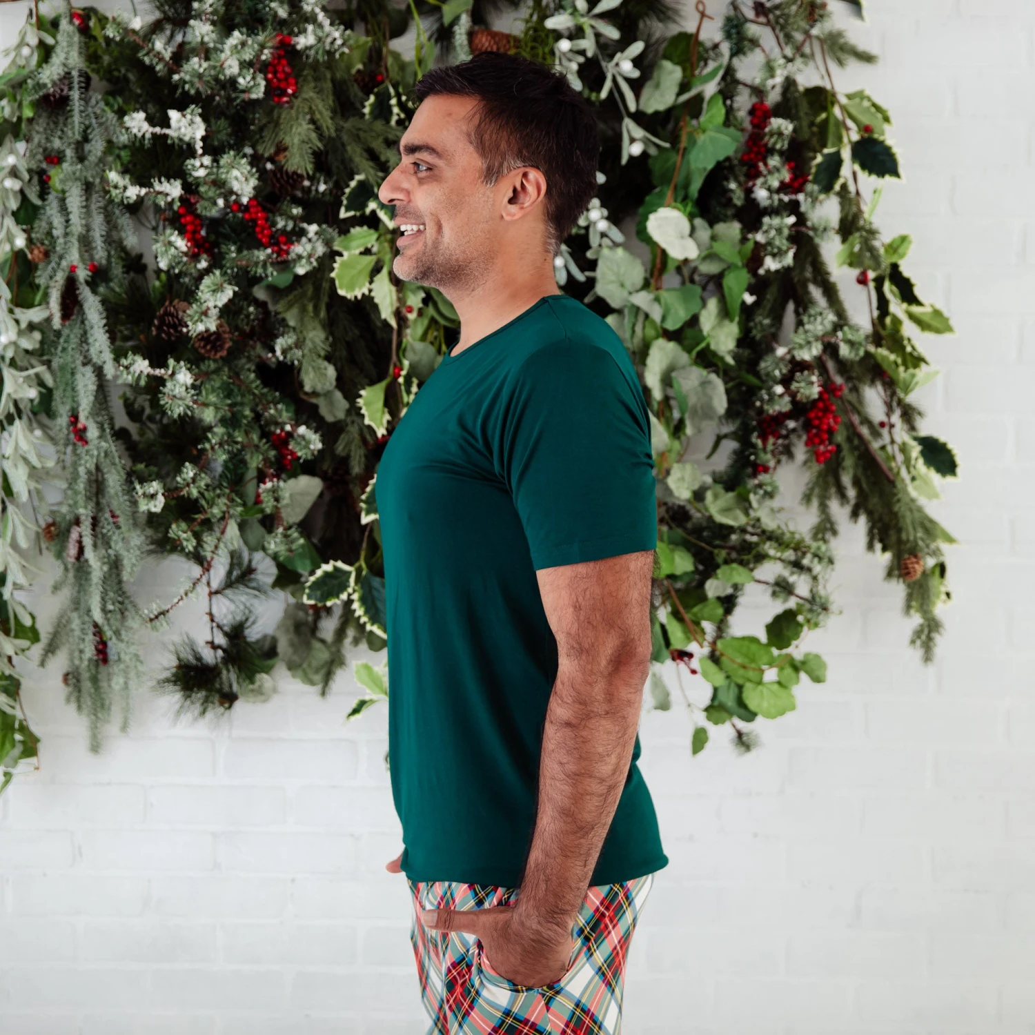 Prancer's Plaid Men's Short Sleeve Loungewear 4 Prancer's Plaid Men's Short Sleeve Loungewear - Image 2