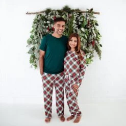 Prancer's Plaid Women's Long Sleeve Loungewear -DREAMIERE Store Plaidwomensloungewear 7