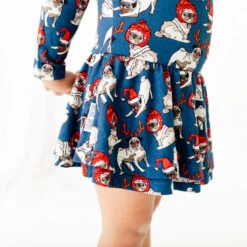 Bah Hum Pug Long Sleeve Ruffle Romper 9 Bah Hum Pug Long Sleeve Ruffle Romper -DREAMIERE Store XmasDogsLSRomper 9