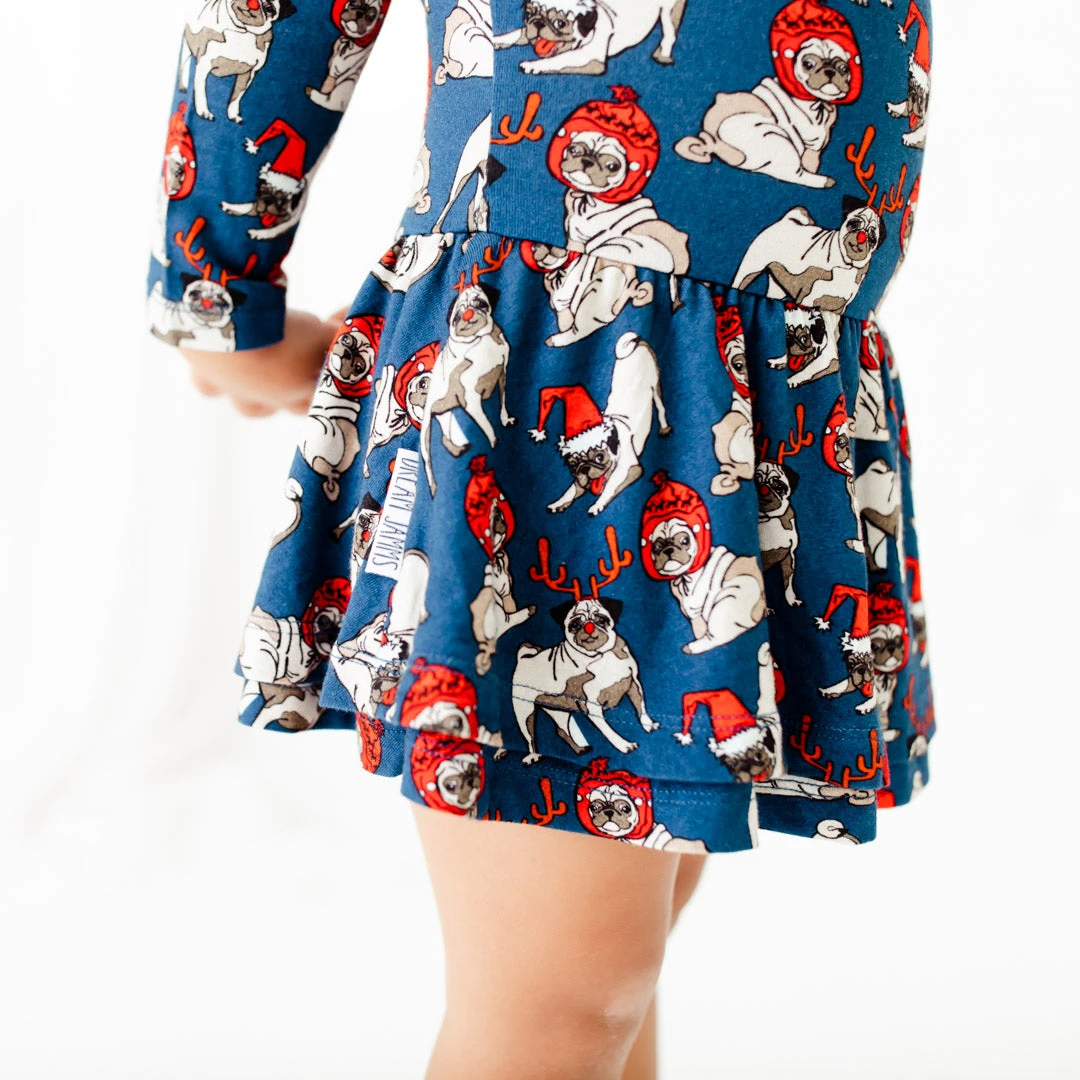 Bah Hum Pug Long Sleeve Ruffle Romper 5 Bah Hum Pug Long Sleeve Ruffle Romper - Image 3