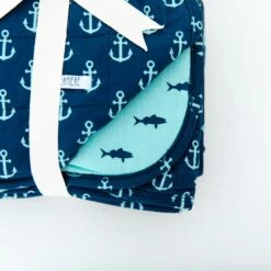 Hooked On You/Fish And Ships Quilted Children's Bamboo Blanket -DREAMIERE Store anchorquiltedchildrensblanket 3