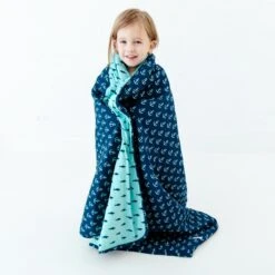 Hooked On You/Fish And Ships Quilted Children's Bamboo Blanket -DREAMIERE Store anchorsharksquiltedchildrensblanket