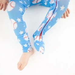 Stars And Strikes Convertible Footie - Sky Blue -DREAMIERE Store baseballconvertiblefootieskyblue 4