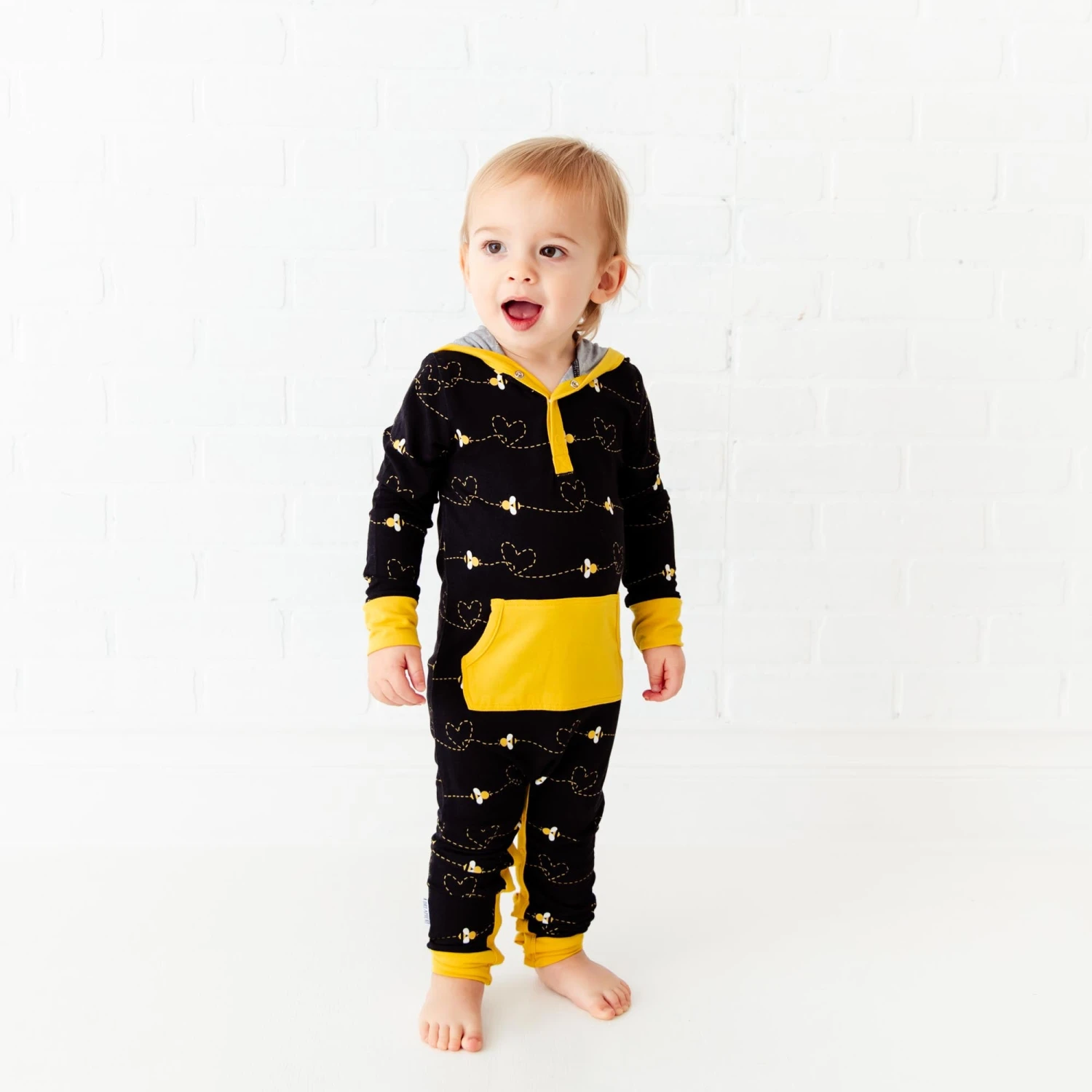 Bumble And Kind Hooded Romper - Black 3 Bumble And Kind Hooded Romper - Black