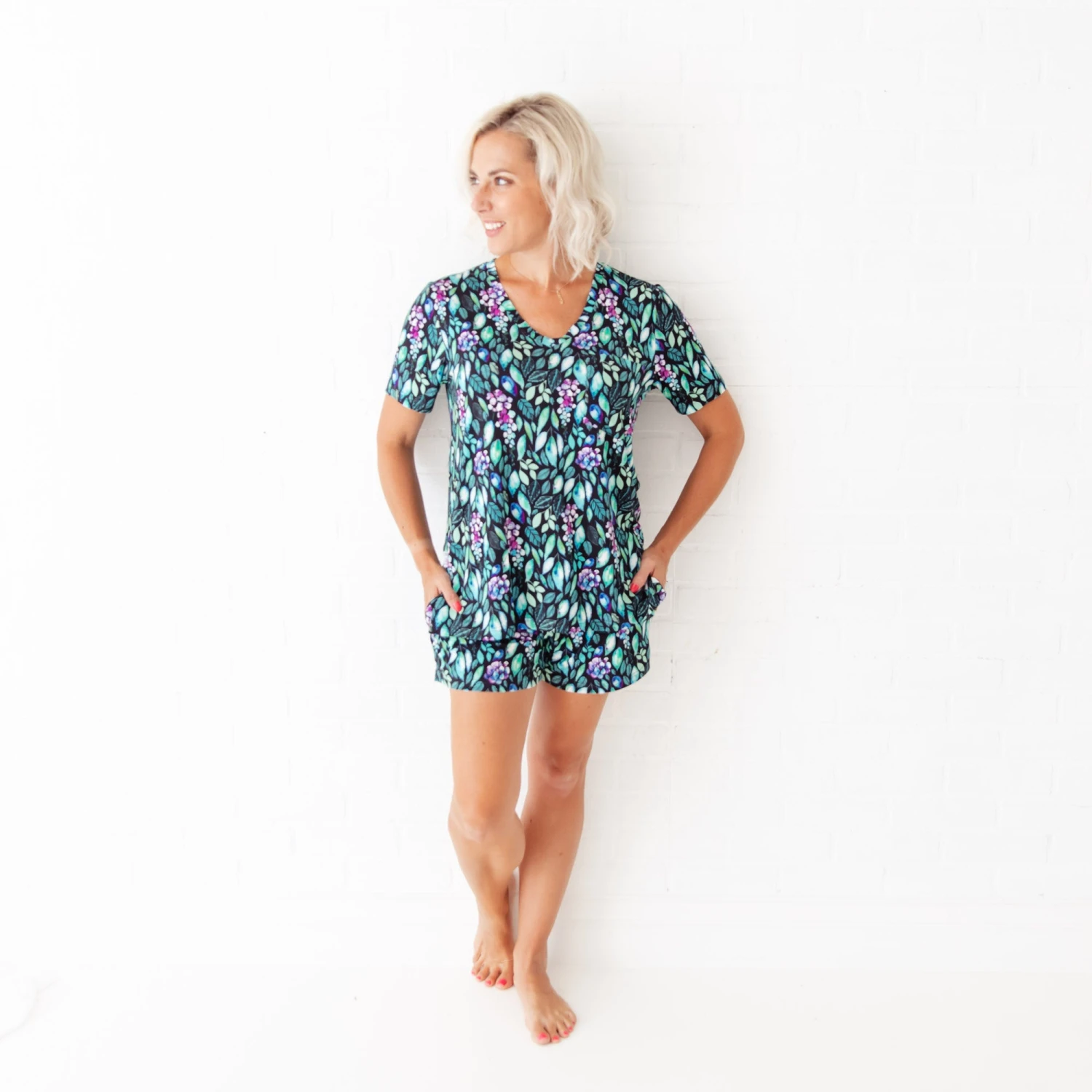 Moonlight Garden Women's V-Neck And Shorts Set 7 Moonlight Garden Women's V-Neck And Shorts Set - Image 5