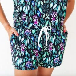 Moonlight Garden Women's V-Neck And Shorts Set 10 Moonlight Garden Women's V-Neck And Shorts Set -DREAMIERE Store blackleaveswatercolorwomens 7