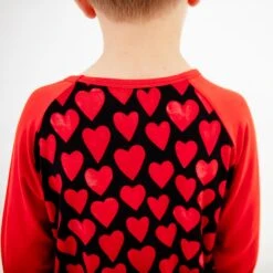 Heart To Heart Long Sleeve Raglan And Jogger Set -DREAMIERE Store blackredheartsraglanset 4