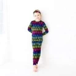 When Stars Kaleidoscope Two Piece Pajamas Set -DREAMIERE Store blackstarstwopiecejamms