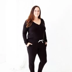 Onyx Women's Long Sleeve Loungewear 11 Onyx Women's Long Sleeve Loungewear -DREAMIERE Store blackwomenspajamaset 8