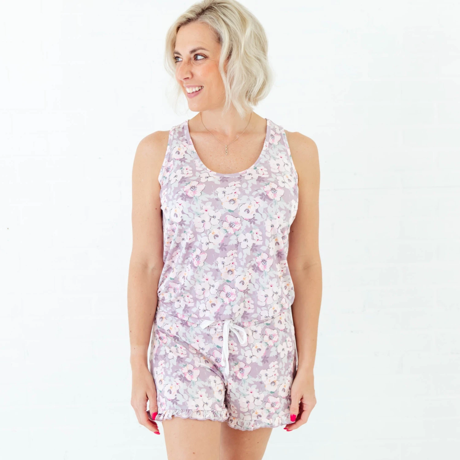 Bloom Baby Bloom Women's Tank And Ruffled Shorts Pajama Set 2 Bloom Baby Bloom Women's Tank And Ruffled Shorts Pajama Set