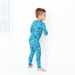 Glass Act Two Piece Pajamas Set -DREAMIERE Store bluemosaictwopiecejamms 2