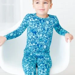 Glass Act Two Piece Pajamas Set -DREAMIERE Store bluemosaictwopiecejamms 9