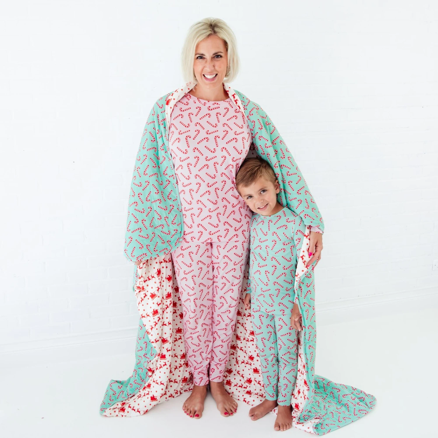 Candy Cane Lane Quilted Adult Bamboo Blanket - Three Layer - Mint 7 Candy Cane Lane Quilted Adult Bamboo Blanket - Three Layer - Mint - Image 5