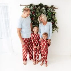 All Spruced Up Men's Short Sleeve Loungewear - Red 10 All Spruced Up Men's Short Sleeve Loungewear - Red -DREAMIERE Store cinnamontreefamilymatching 8