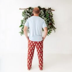 All Spruced Up Men's Short Sleeve Loungewear - Red 9 All Spruced Up Men's Short Sleeve Loungewear - Red -DREAMIERE Store cinnamontreemensloungewear 2