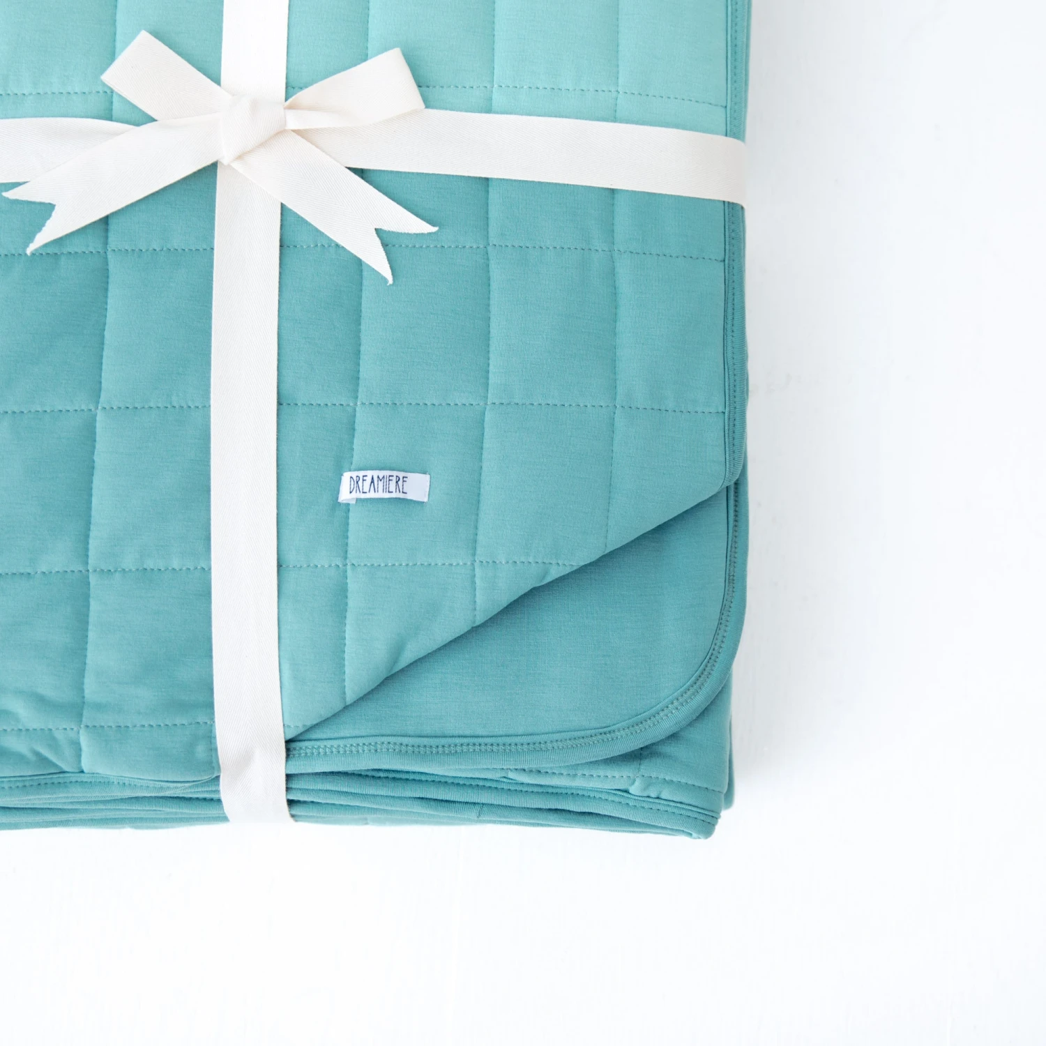 Dusty Turquoise Quilted Adult Bamboo Blanket - Three Layer EXTRA FILL 4 Dusty Turquoise Quilted Adult Bamboo Blanket - Three Layer EXTRA FILL - Image 2