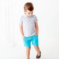 Too Hip To Hop Polo Shirt And Short Set 12 Too Hip To Hop Polo Shirt And Short Set -DREAMIERE Store easterplaidpoloshirtandshorts 5