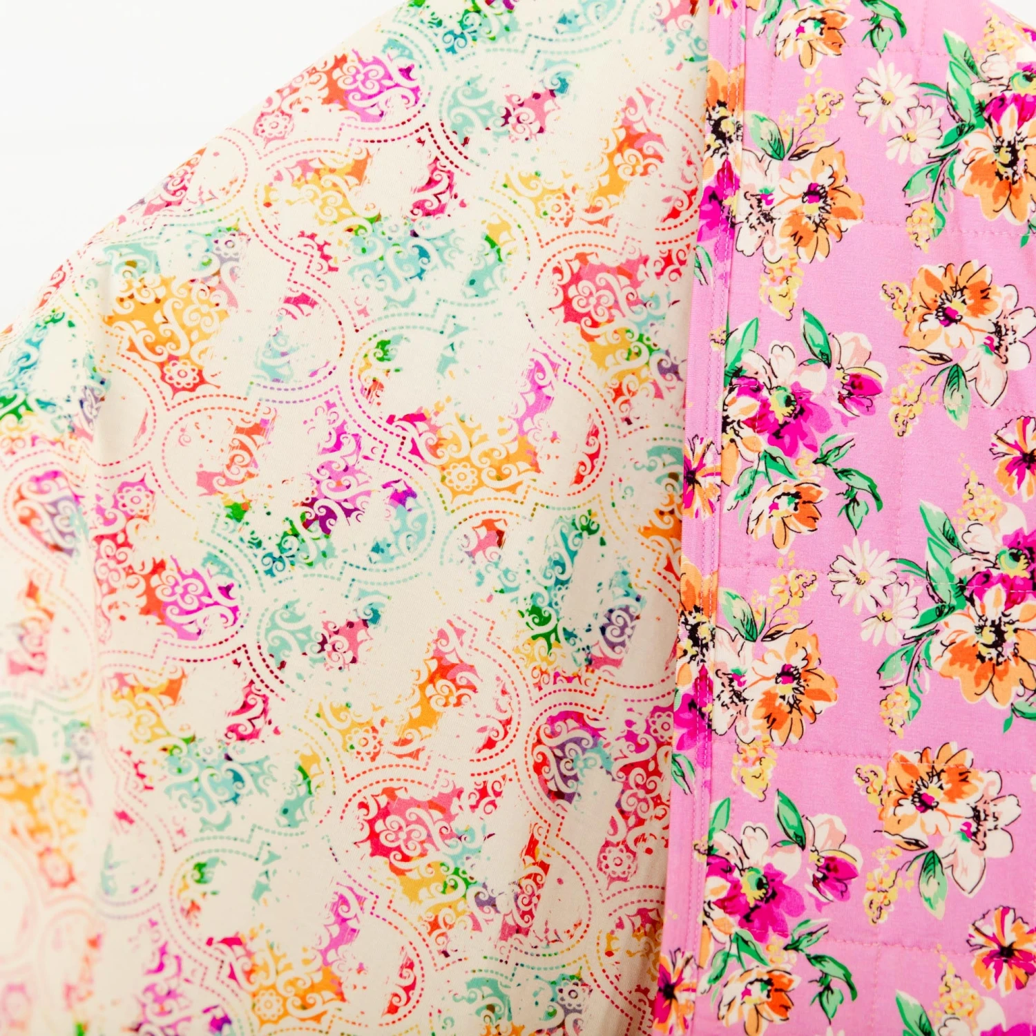 Flower Child Quilted Adult Bamboo Blanket - Two Layer - Pink 4 Flower Child Quilted Adult Bamboo Blanket - Two Layer - Pink - Image 2