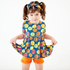 Citrus Got Real Twirl Top And Ruffle Shorts Set 11 Citrus Got Real Twirl Top And Ruffle Shorts Set -DREAMIERE Store fruittunicandruffleshortsset 6