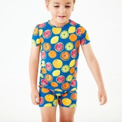 Citrus Got Real Short Sleeve And Shorts Two Piece Pajamas Set -DREAMIERE Store fruittwopiecejamms 6