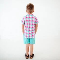 Plaid About You Polo Shirt And Short Set -DREAMIERE Store gatorsplaidpoloshirtandshorts