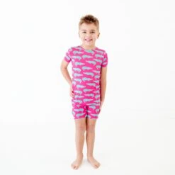 Later Gator Short Sleeve And Shorts Two Piece Pajamas Set