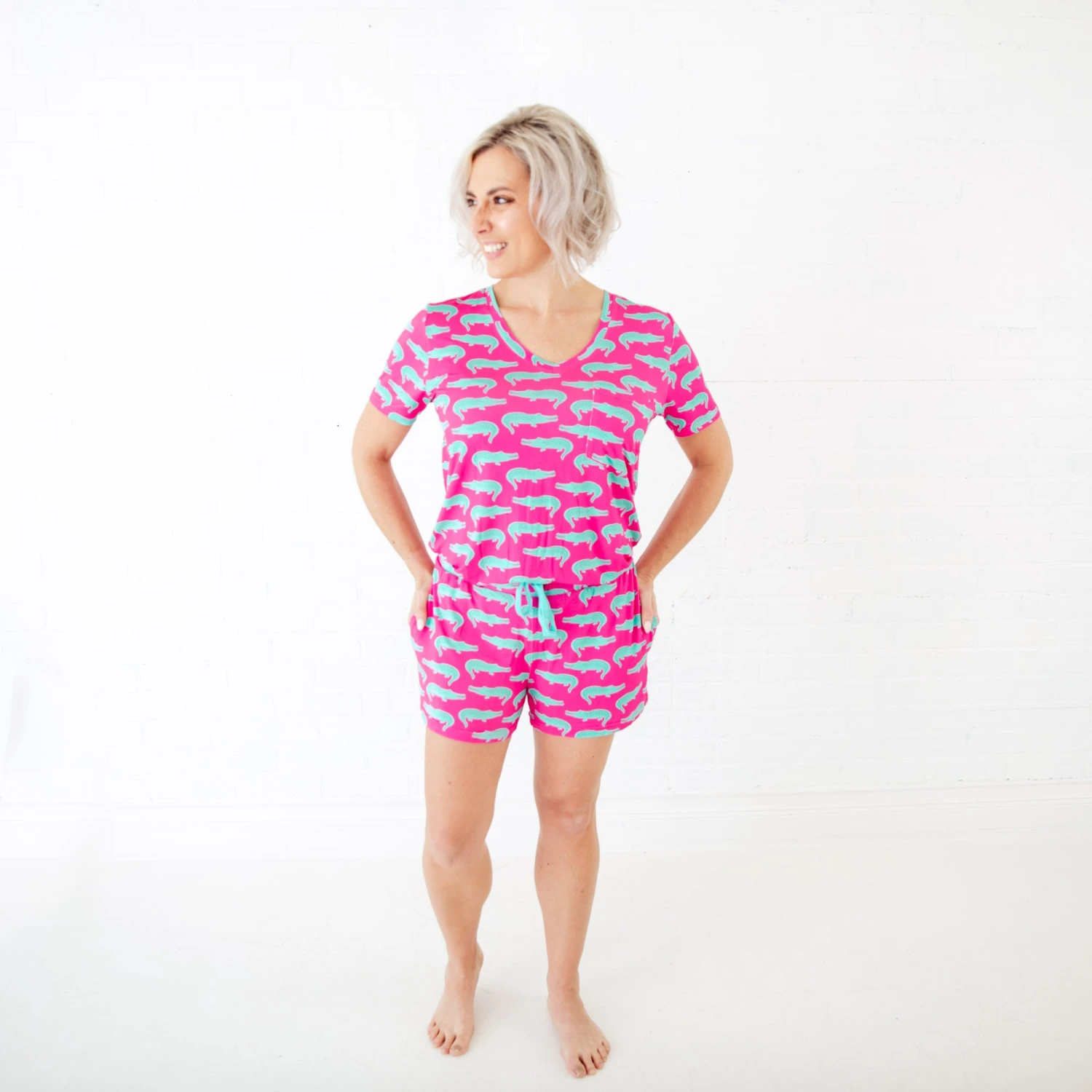 Later Gator Women's V-Neck And Shorts Set 3 Later Gator Women's V-Neck And Shorts Set