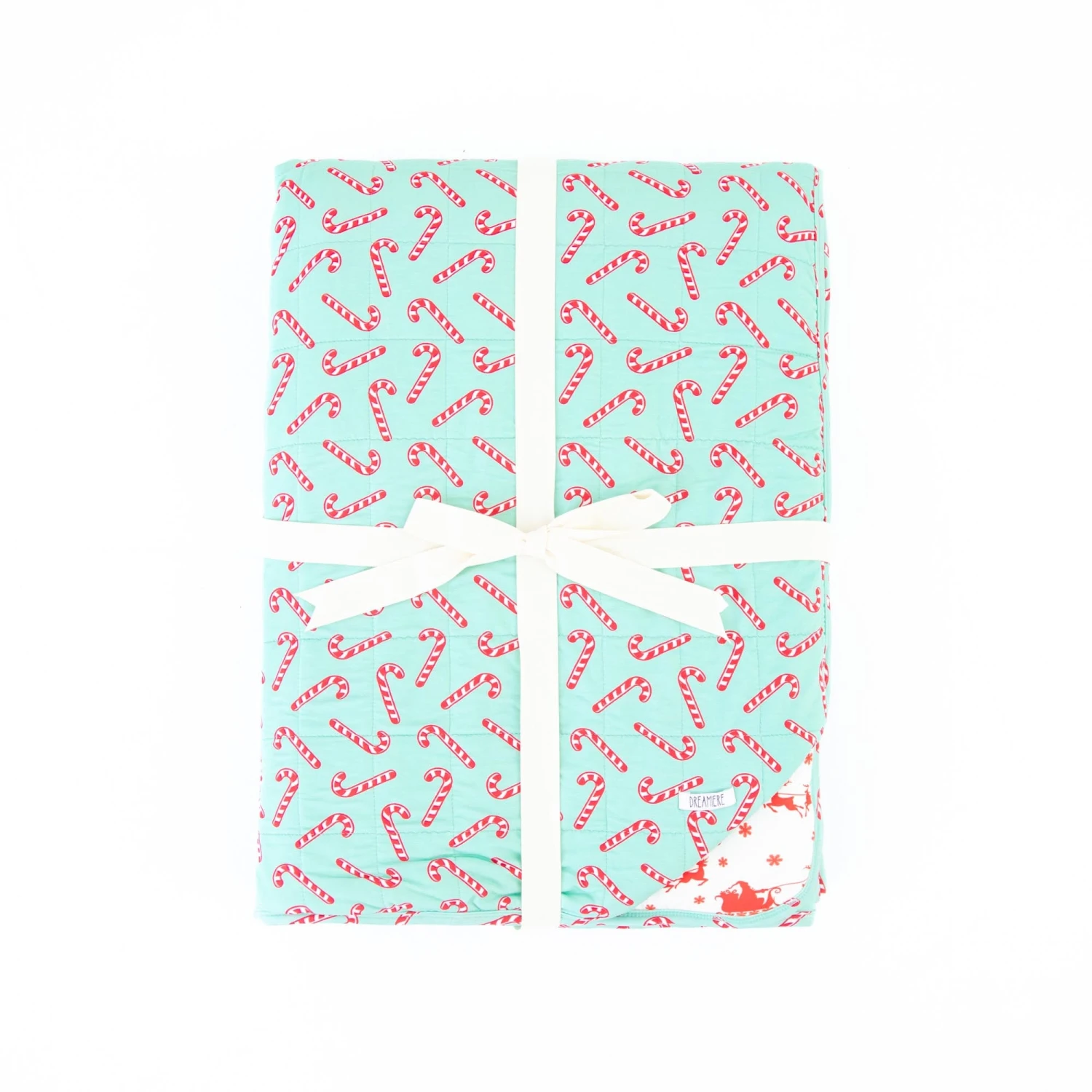 Candy Cane Lane Quilted Adult Bamboo Blanket - Three Layer - Mint 3 Candy Cane Lane Quilted Adult Bamboo Blanket - Three Layer - Mint