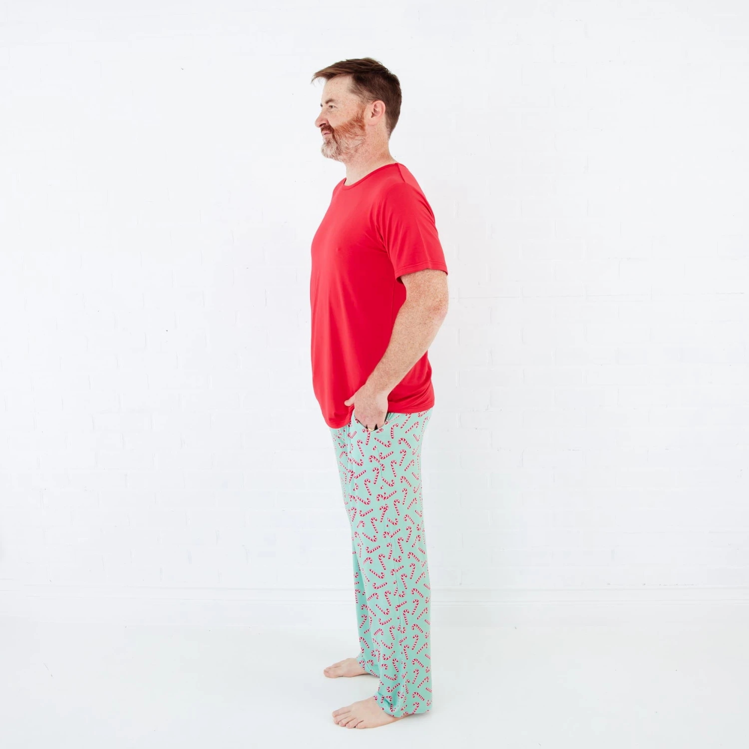 Candy Cane Lane Men's Short Sleeve Loungewear - Mint 5 Candy Cane Lane Men's Short Sleeve Loungewear - Mint - Image 3