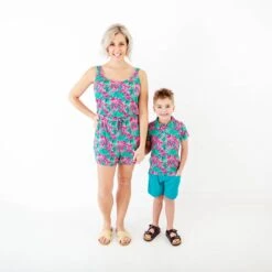 Tropic Like It's Hot Women's Everyday Romper -DREAMIERE Store hawaiimintleavesgroupshots 4