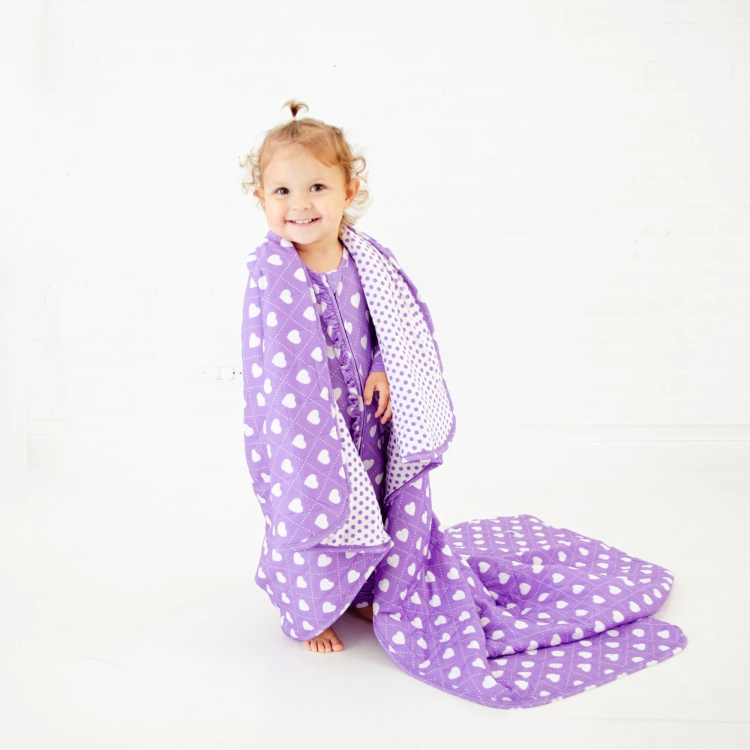 Heart To Get Quilted Children's Bamboo Blanket - Purple 6 Heart To Get Quilted Children's Bamboo Blanket - Purple - Image 4