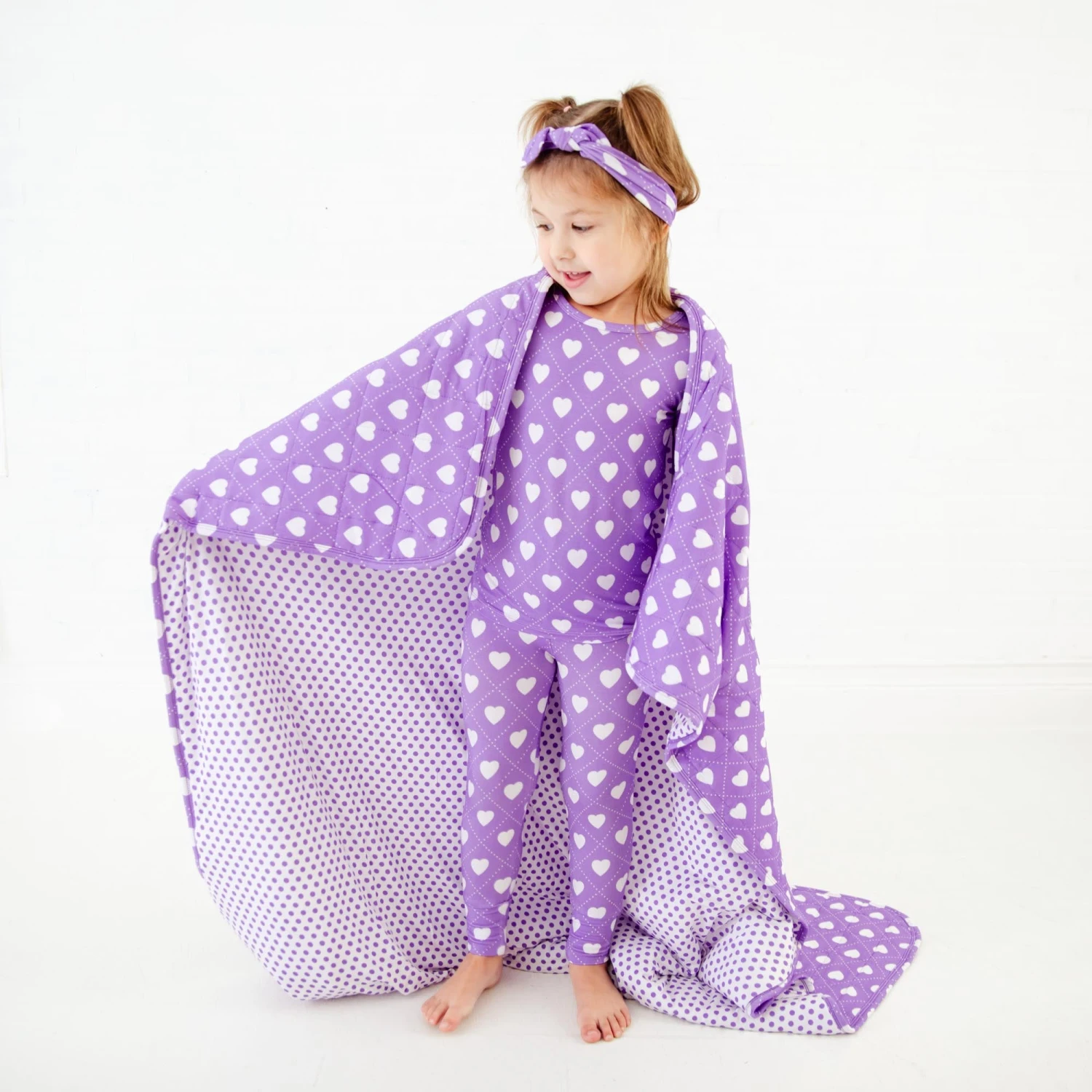 Heart To Get Quilted Children's Bamboo Blanket - Purple 8 Heart To Get Quilted Children's Bamboo Blanket - Purple - Image 6