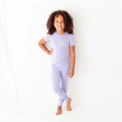 Lavender Short Sleeve Two Piece Pajamas Set