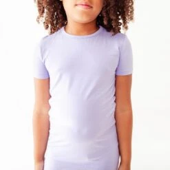 Lavender Short Sleeve Two Piece Pajamas Set 8 Lavender Short Sleeve Two Piece Pajamas Set -DREAMIERE Store lavendertwopiecejamms 5