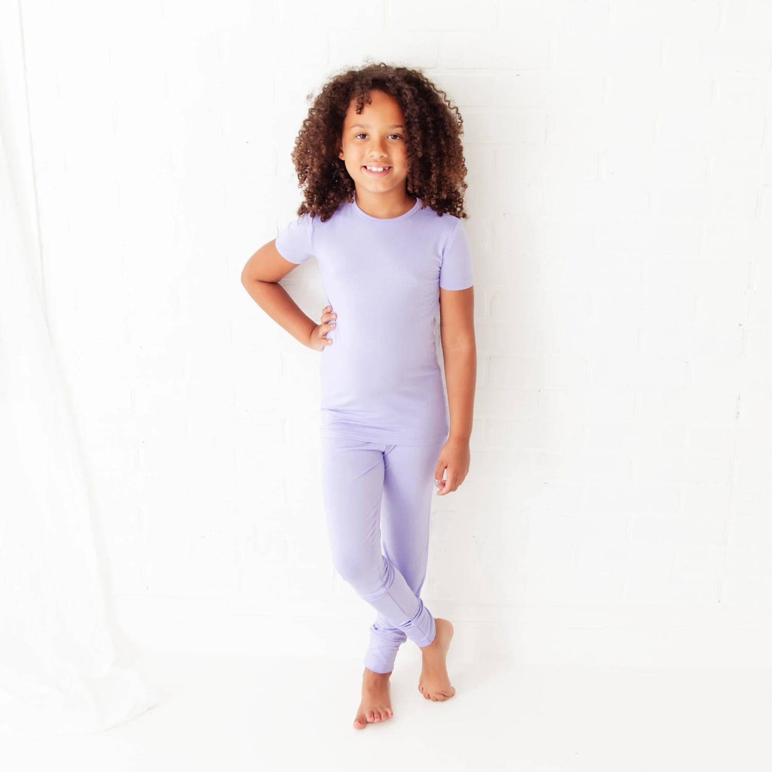 Lavender Short Sleeve Two Piece Pajamas Set 3 Lavender Short Sleeve Two Piece Pajamas Set