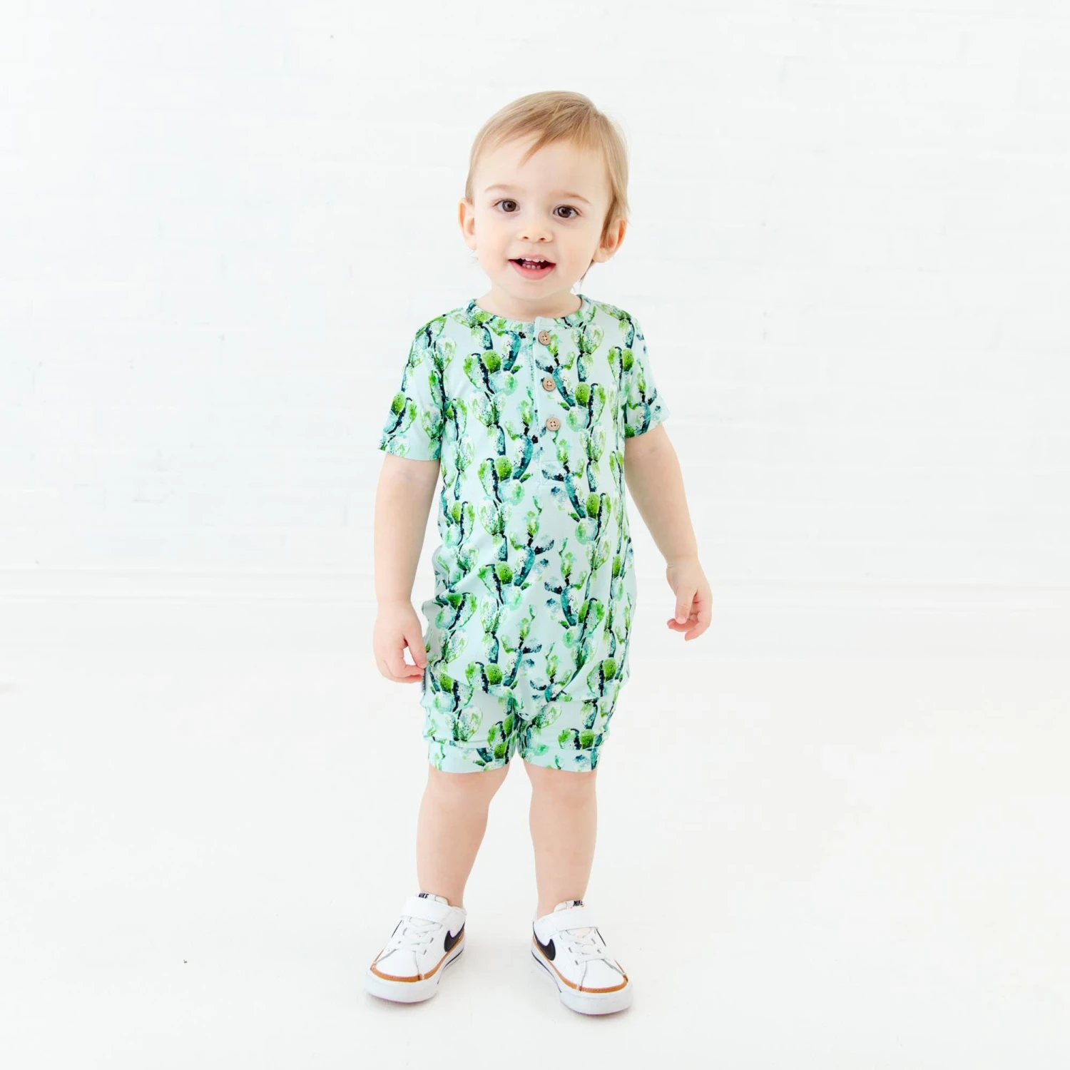 Lookin Sharp Short Sleeve Button Romper 3 Lookin Sharp Short Sleeve Button Romper