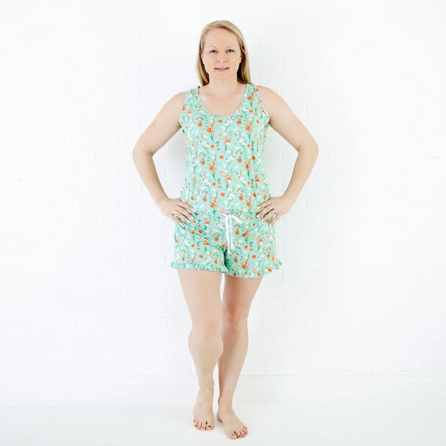 Sweet Pickings Women's Tank And Ruffled Shorts Pajama Set 3 Sweet Pickings Women's Tank And Ruffled Shorts Pajama Set