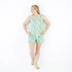 Sweet Pickings Women's Tank And Ruffled Shorts Pajama Set 11 Sweet Pickings Women's Tank And Ruffled Shorts Pajama Set -DREAMIERE Store meadowfloralwomenspajamas