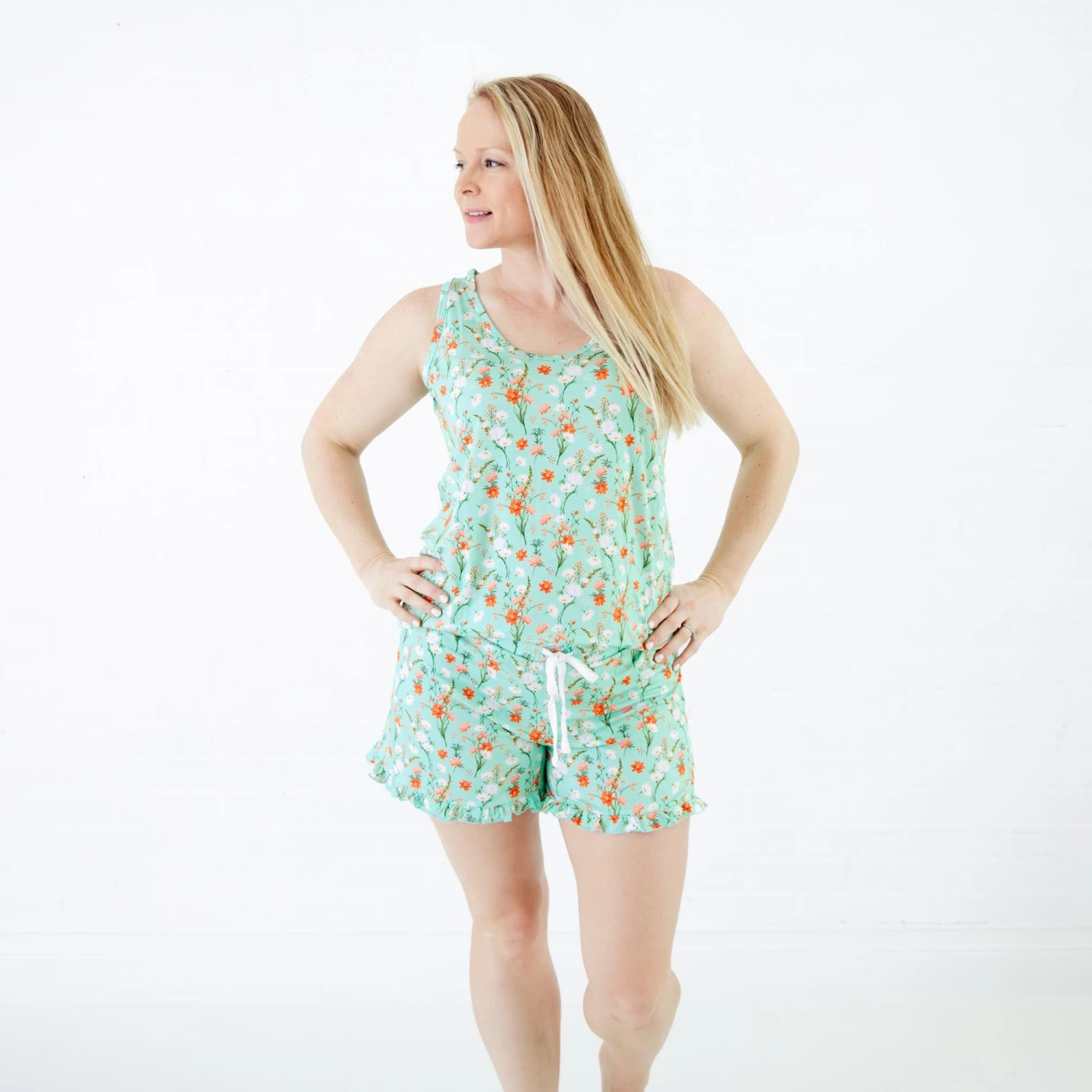 Sweet Pickings Women's Tank And Ruffled Shorts Pajama Set 5 Sweet Pickings Women's Tank And Ruffled Shorts Pajama Set - Image 3