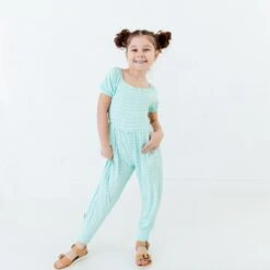 Mint Julep Gingham Smocked Romper