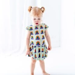 Slumber Over The Rainbow Flutter Romper 10 Slumber Over The Rainbow Flutter Romper -DREAMIERE Store mintrainbowsruffleromper 3