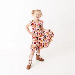 Coffee And Flowers Ruffle Bottom Twirler Dress