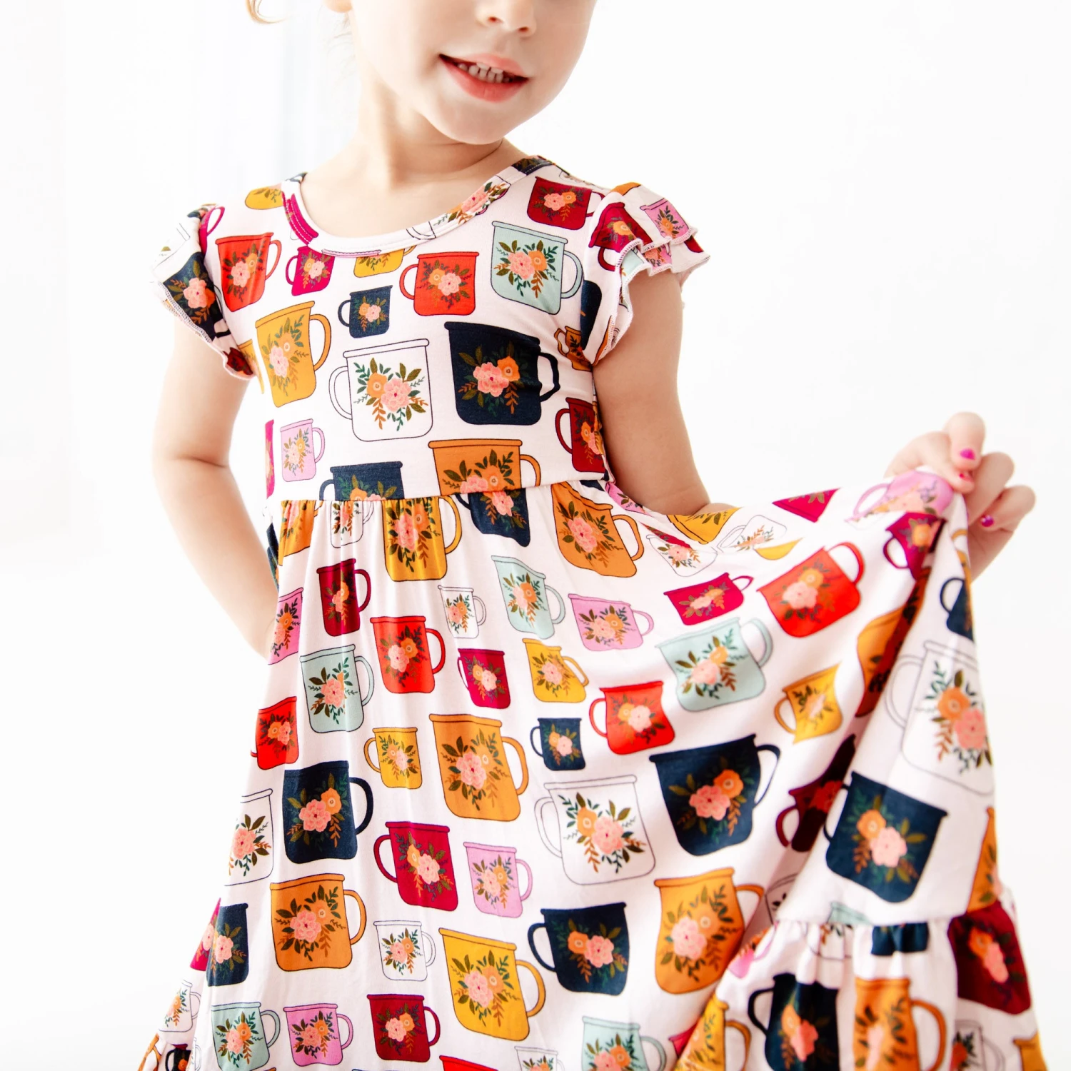 Coffee And Flowers Ruffle Bottom Twirler Dress 5 Coffee And Flowers Ruffle Bottom Twirler Dress - Image 3