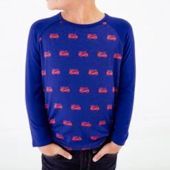 Long Sleeve Raglan Shirt Set: Vehicles Duo -DREAMIERE Store navyfiretrucksraglan 4